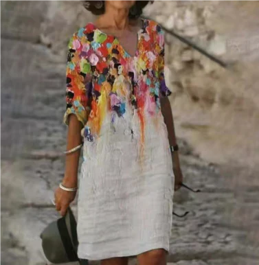 Anja | Women's Long Sleeve Abstract Pattern Shift Dress