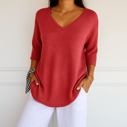 Frankie | Women's Breathable V-Neck Relaxed Summer Sweater