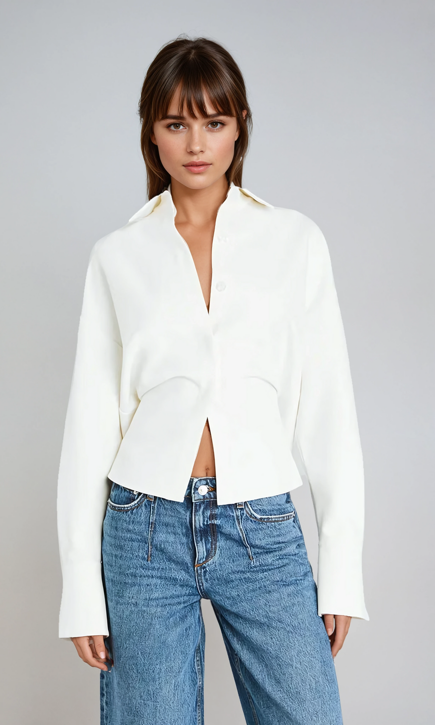 Rosalind | Draped Underbust Button Down Shirt