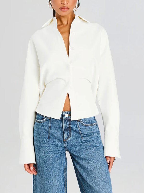 Rosalind | Draped Underbust Button Down Shirt