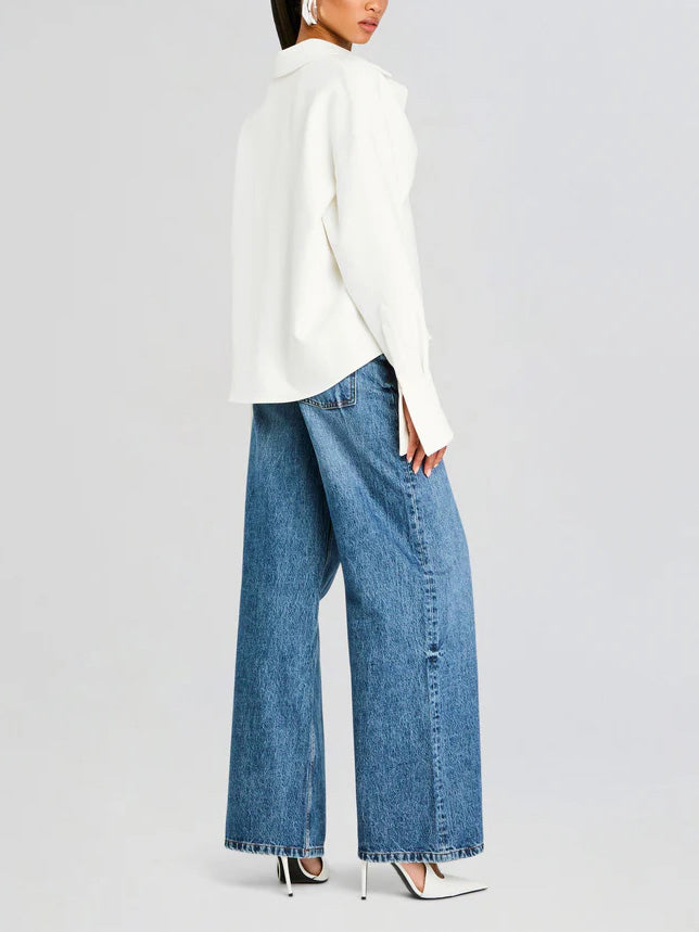 Rosalind | Draped Underbust Button Down Shirt