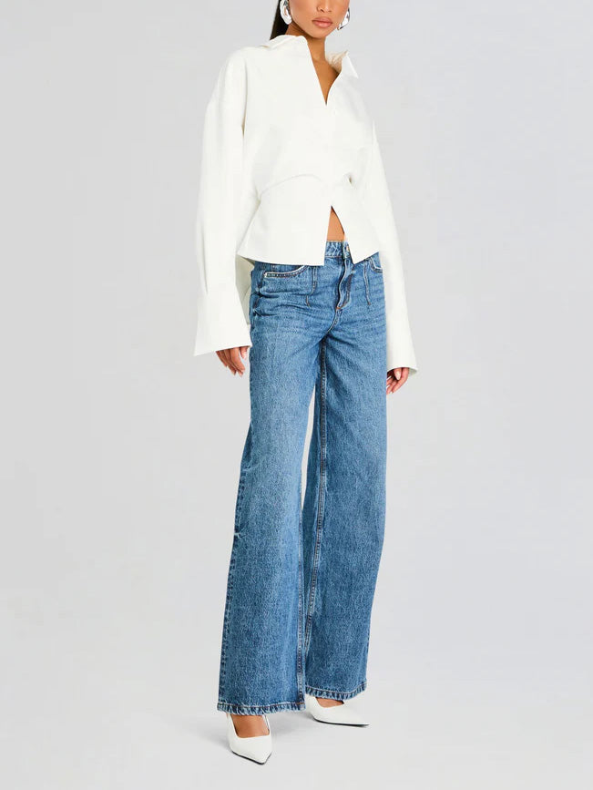 Rosalind | Draped Underbust Button Down Shirt