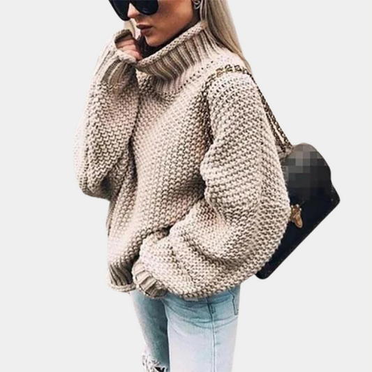 Anna | Women's Oversize-Rollkragenpullover Aus Grobem Knit