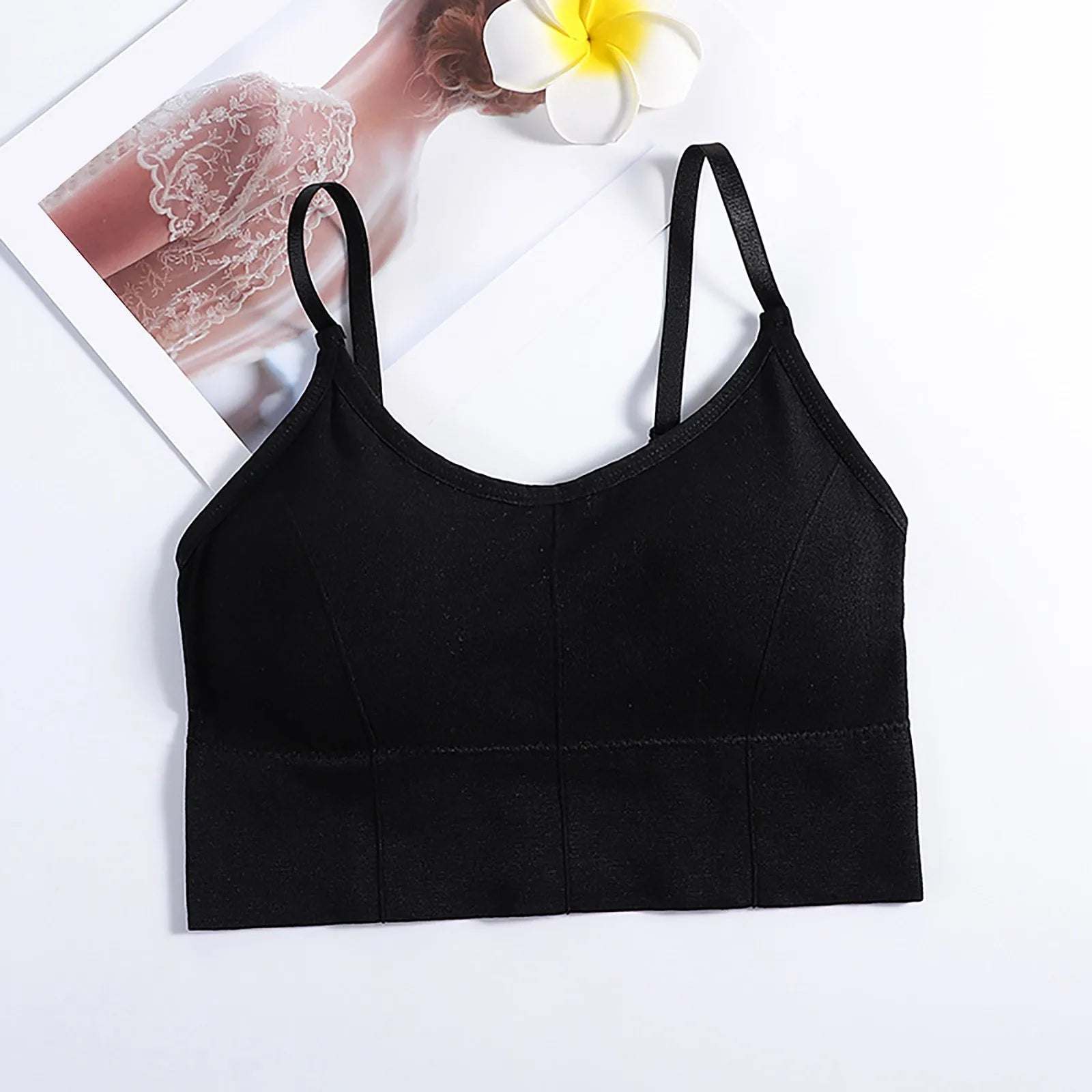 Stretch Cotton Yoga Bralette Adjustable Strap Wireless Full Cup Bra for Ultimate Comfort and Support Milanni Fashion Black One Size Russian Federation