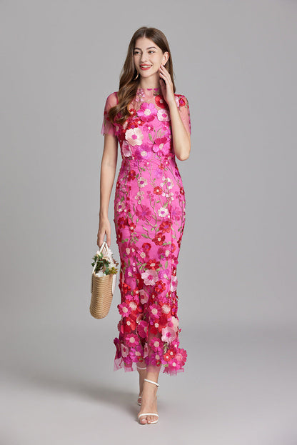 Verena | Women's Sheer Maxi Dress with Blumenstickerei