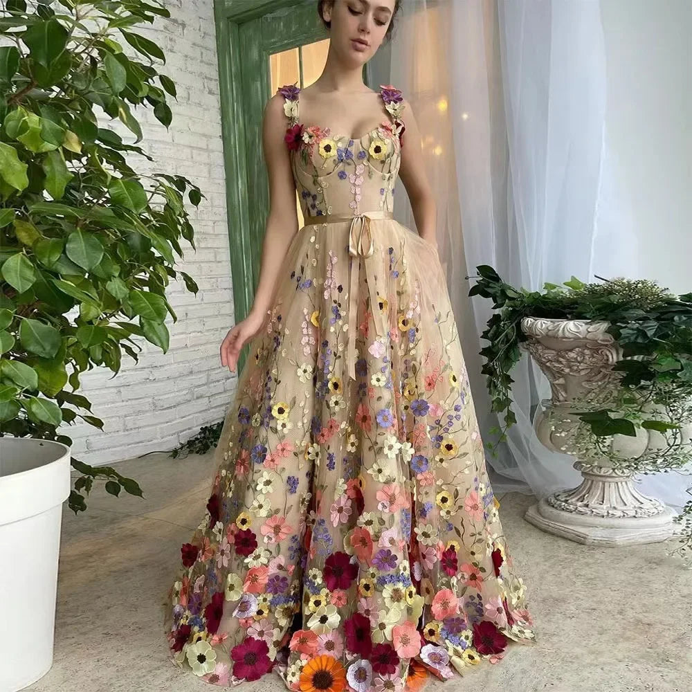 Fashionable Embroidered Flower Dress Sexy Sleeveless Women's Clothing Maxi Dress Milanni Fashion   