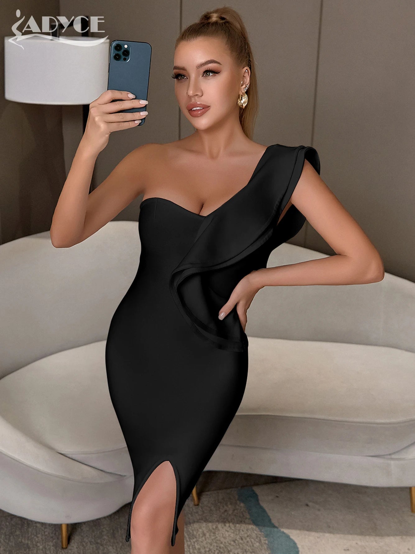 New Summer One Shoulder Women Bandage Dress Midi Dress Milanni Fashion   