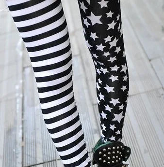 Star Print Jeggings Elastic Waist Striped Cropped Leggings Stylish Pencil Pants for Women Fashionable Fit Milanni Fashion