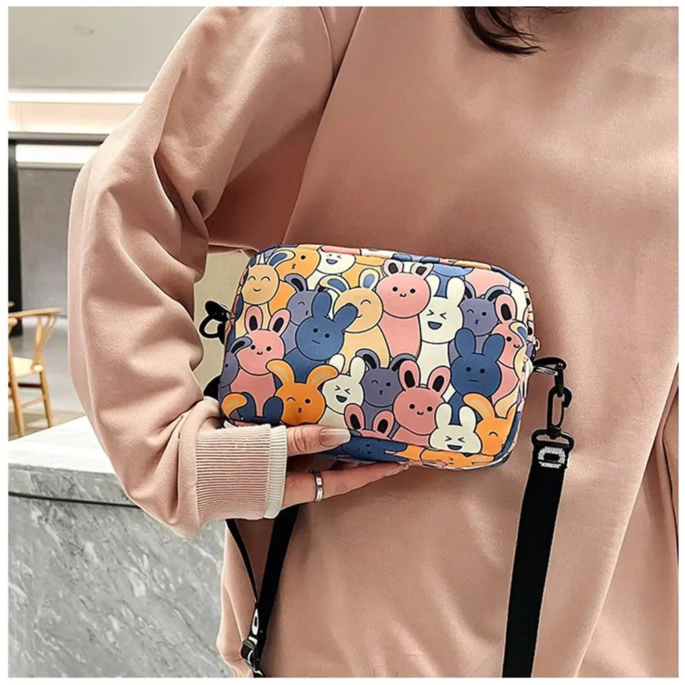 Cute Cartoon Rabbit Oxford Small Square Bag Fashionable Women’s Large Capacity Shoulder Bag Milanni Fashion