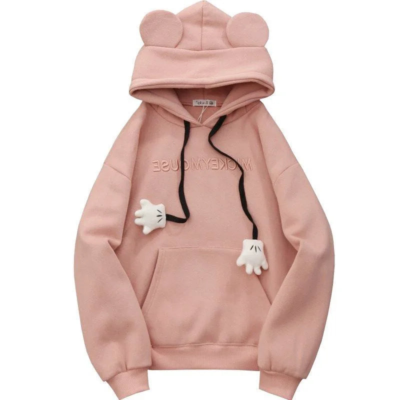 Oversized Synthetic Fiber Hoodie with Cute Ear Decorations Stylish and Comfortable Casual Outerwear Milanni Fashion