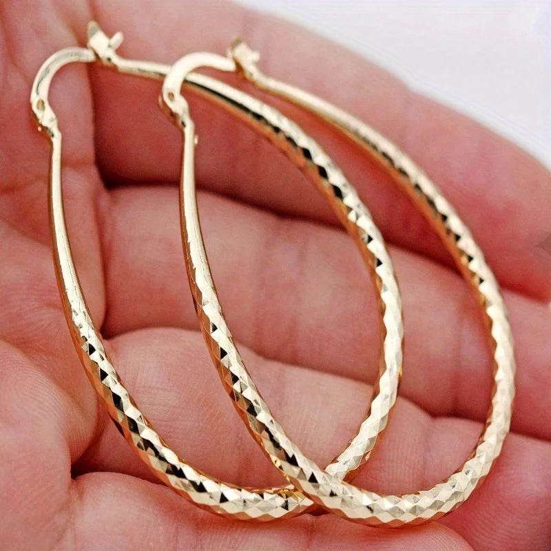 Trendy Gold-Plated Copper Hoop Earrings Hip Hop Fashion for Women & Girls Party Accessory Milanni Fashion