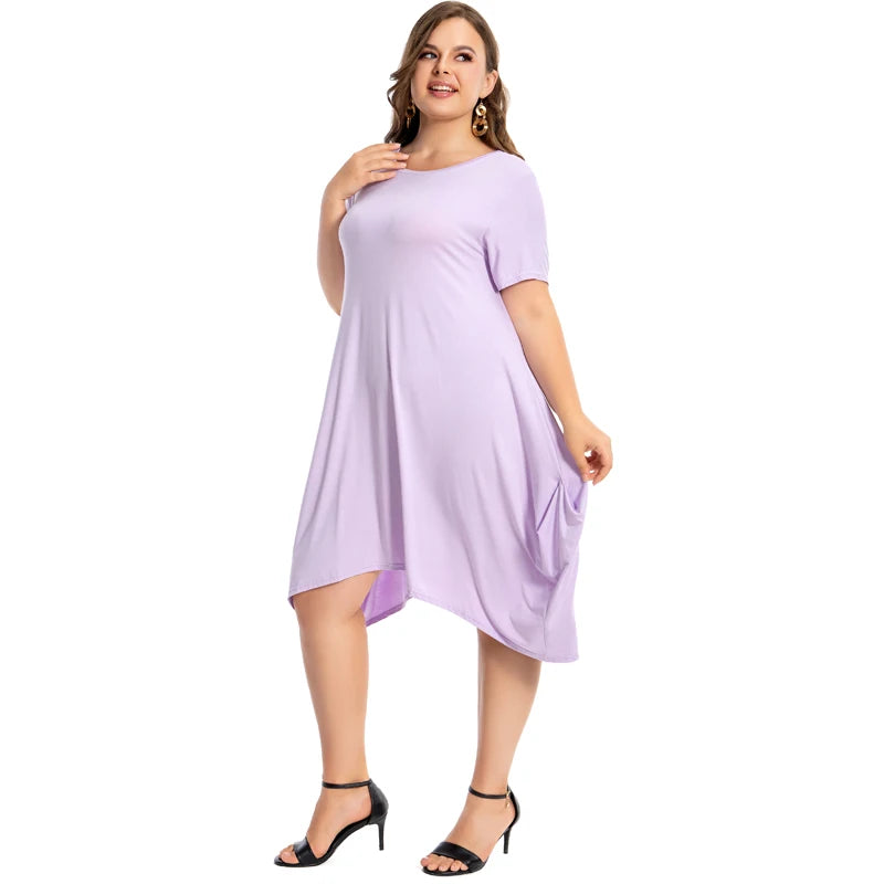 Plus Size Cotton Nightgowns for Women Short Sleeve O Neck Lounge Pajama Dress Sleepwear for Comfort Milanni Fashion