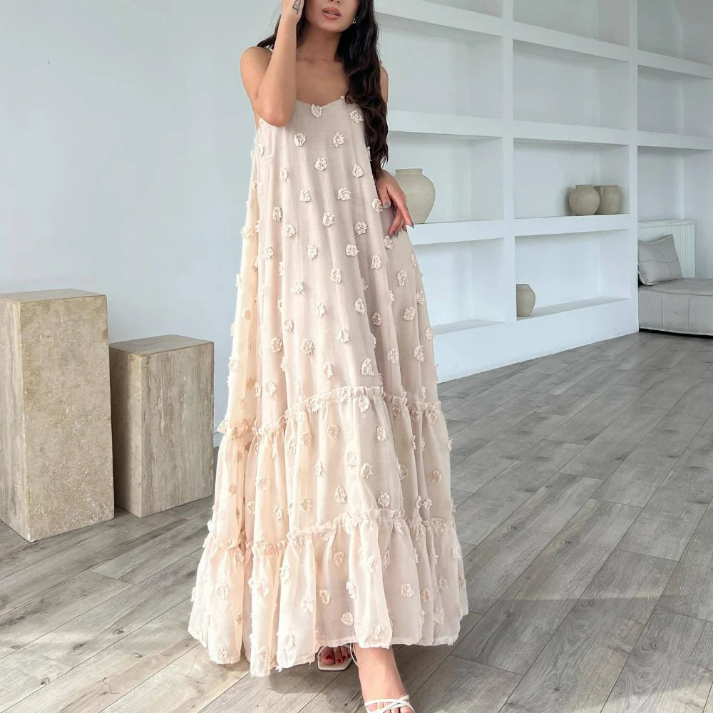 Elegant Casual Loose Long Holiday Dress Summer Solid Sleeveless Bohemia Party Dress Maxi Dress Milanni Fashion   