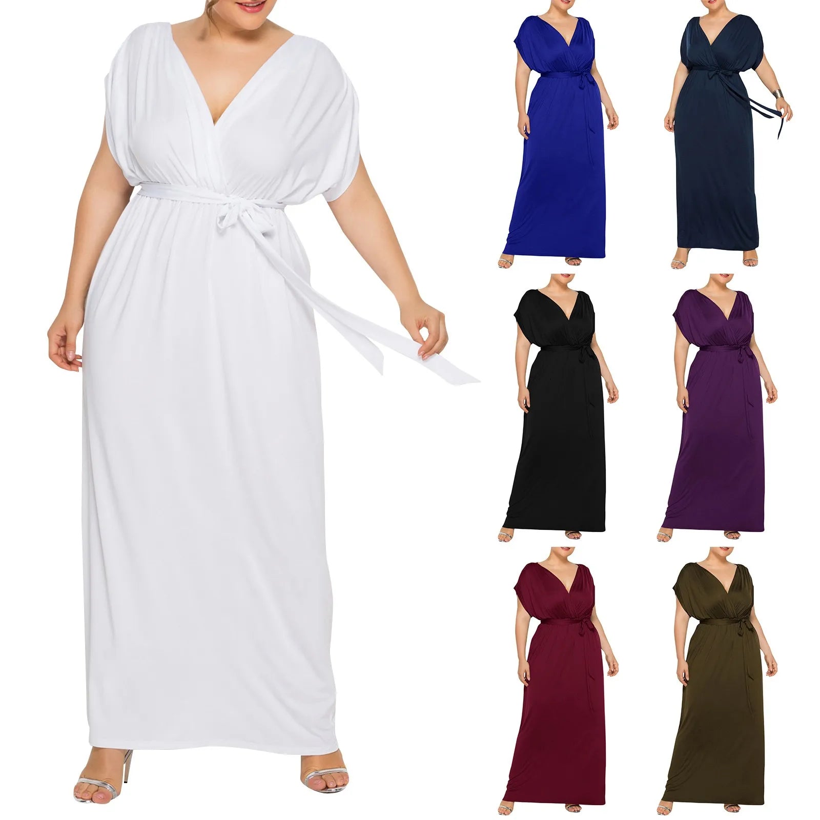 Plus Size Dress For Women Short Sleeve V Neck Sexy Dress Maxi Dress Milanni Fashion   