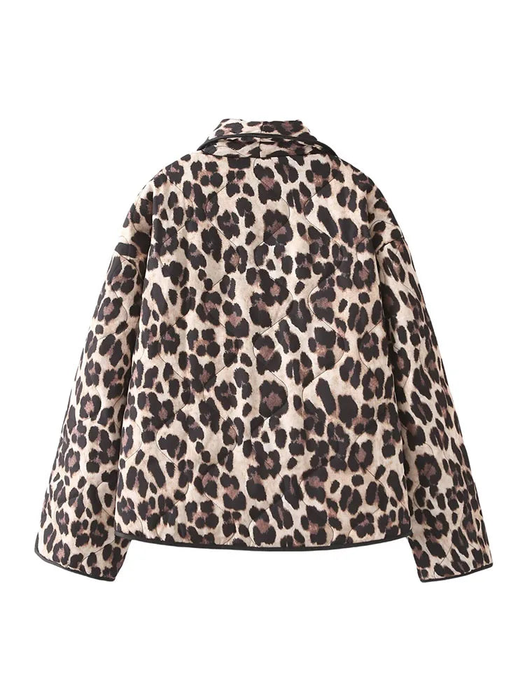 European and American Style Fashionable Casual Style Leopard Print Cotton Jacket  Milanni Fashion   