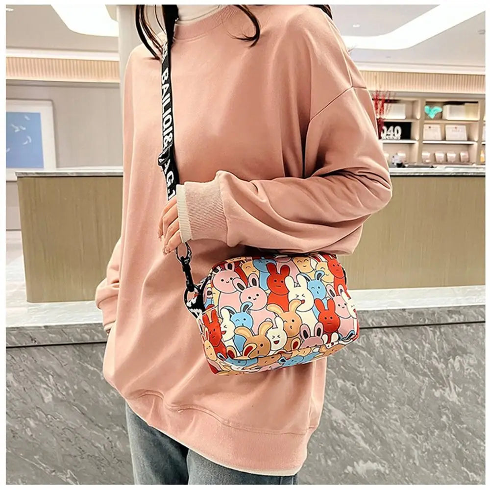 Cute Cartoon Rabbit Oxford Small Square Bag Fashionable Women’s Large Capacity Shoulder Bag Milanni Fashion