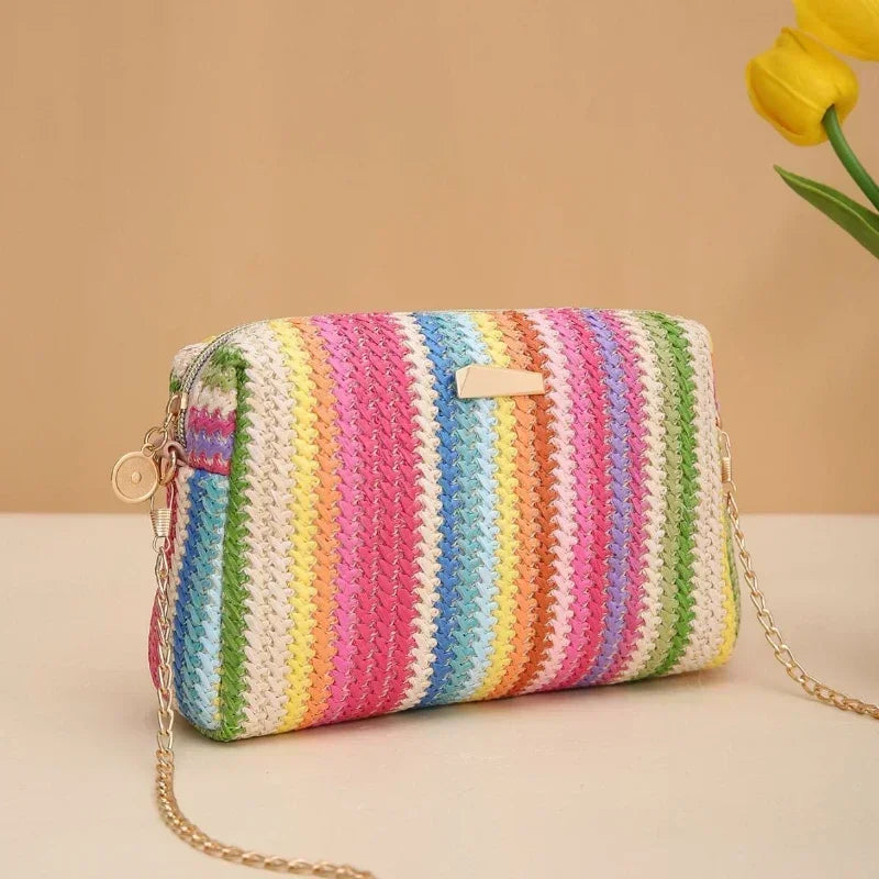 Rattan Knitting Women Straw Bag Beach Summer Chain Small Purse  Milanni Fashion   