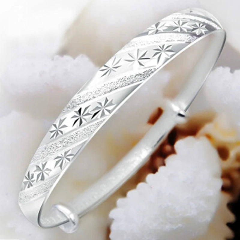 Fashion 925 Sterling Silver Meteor Shower Bracelet Lucky Bangle Wedding Jewelry for Women Milanni Fashion