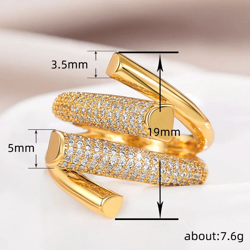 Modern Fashion Metal Ring for Women Irregular Shape Cubic Zircon Daily Wear Statement Jewelry Milanni Fashion