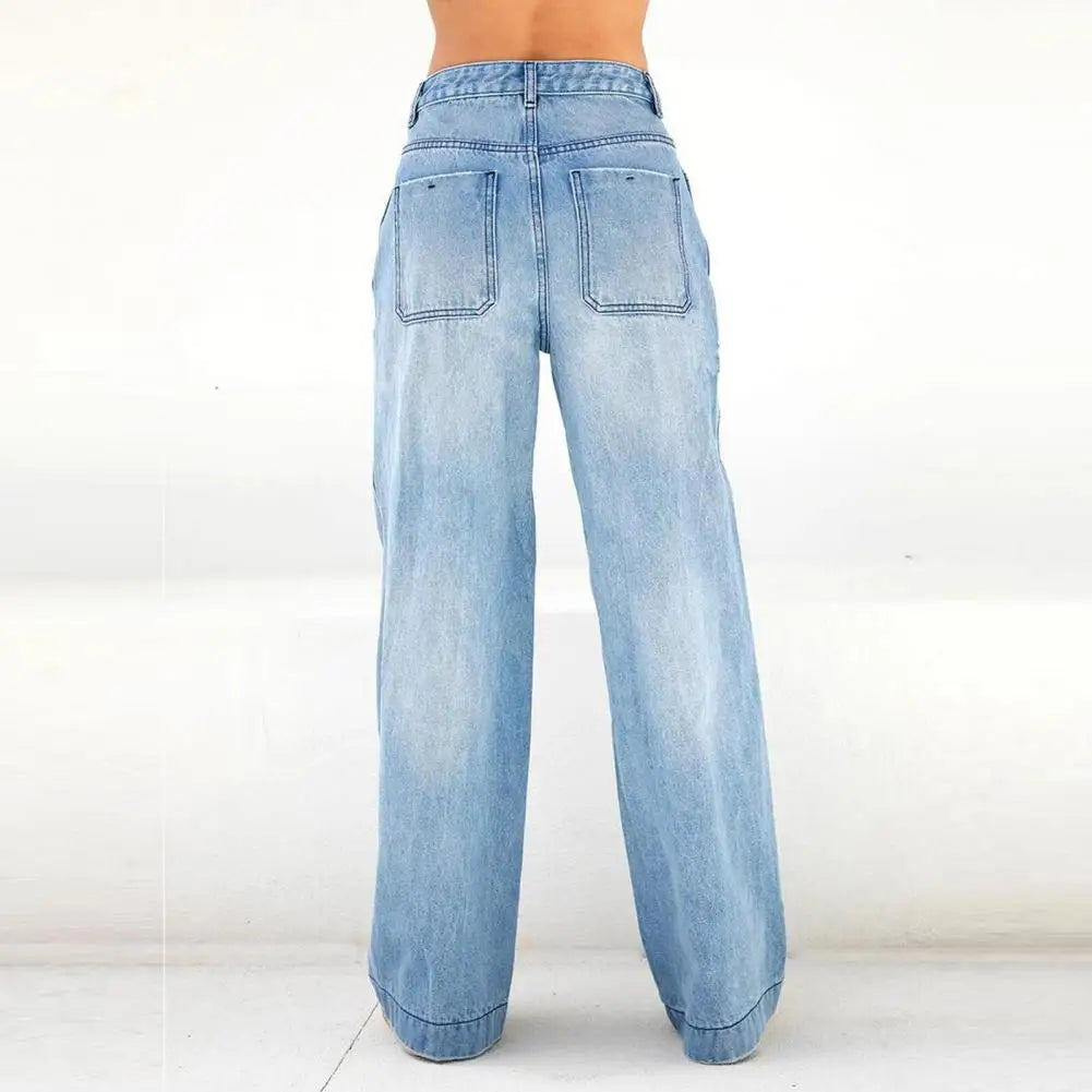 Fashion Straight Leg Pants Designer Denim Blue Vintage Mom Loose Jeans Casual Chic Women's Trousers Milanni Fashion