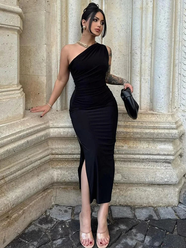 Women Fashion Sexy Split Sleeveless Backless Slim Maxi Dress Maxi Dress Milanni Fashion   