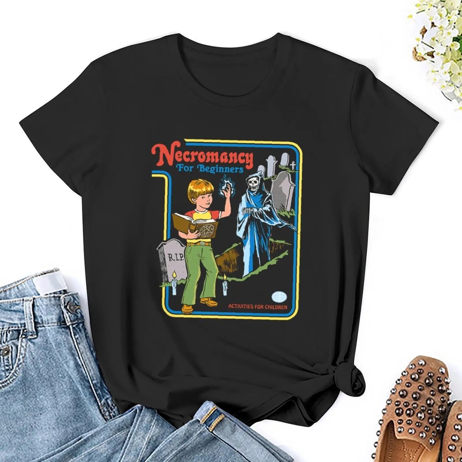 Necromancy For Beginners Activities For Children T-Shirt Funny Graphic Cropped Tee for Women Milanni Fashion