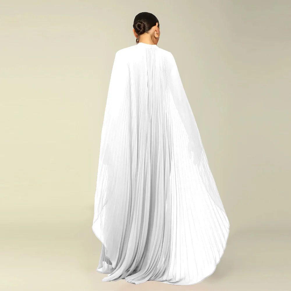 Female Stylish Solid Color Round-Neck Shawl Chiffon Evening Maxi Dress Maxi Dress Milanni Fashion   