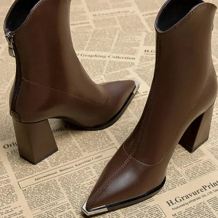 Angela | Women's-Spring-Ankle Boots with spitzer Kappe and Heel
