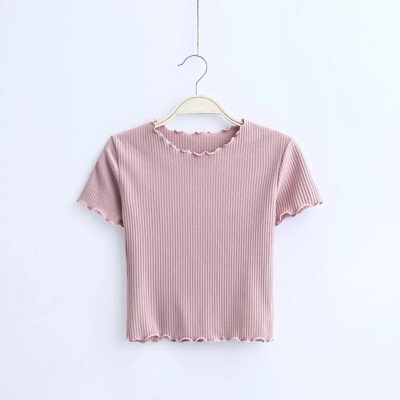 Vintage O-Neck Short Sleeve T-Shirt for Women Slim Fit Casual Top Stylish Everyday Wear Milanni Fashion