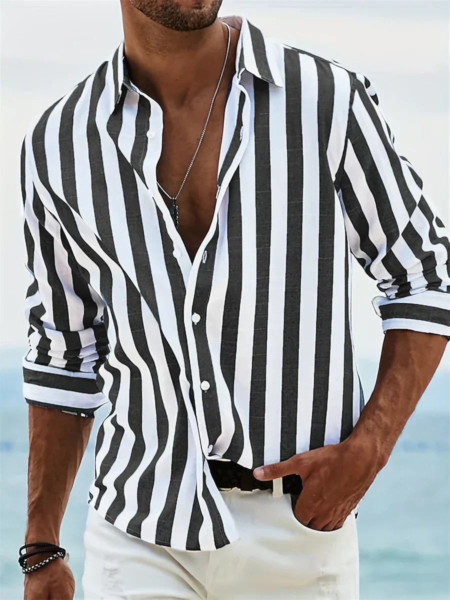 Adriano | Men’s Striped Button-Down Casual Shirt