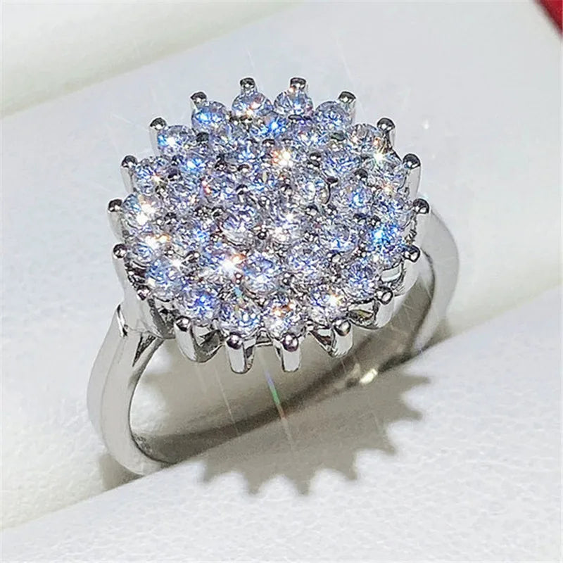 925 Sterling Silver Flower Ring Luxury AAA CZ Inlay Wedding Band Jewelry for Women Milanni Fashion