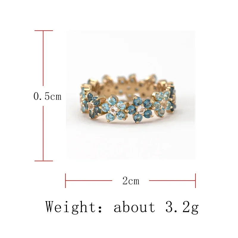 Elegant Blue Zircon Plum Flower Infinity Ring Exquisite Wedding Jewelry for Women Milanni Fashion