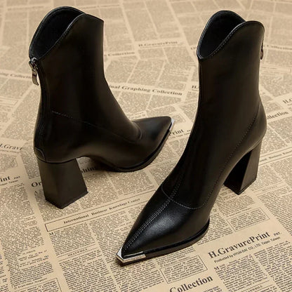 Angela | Women's-Spring-Ankle Boots with spitzer Kappe and Heel