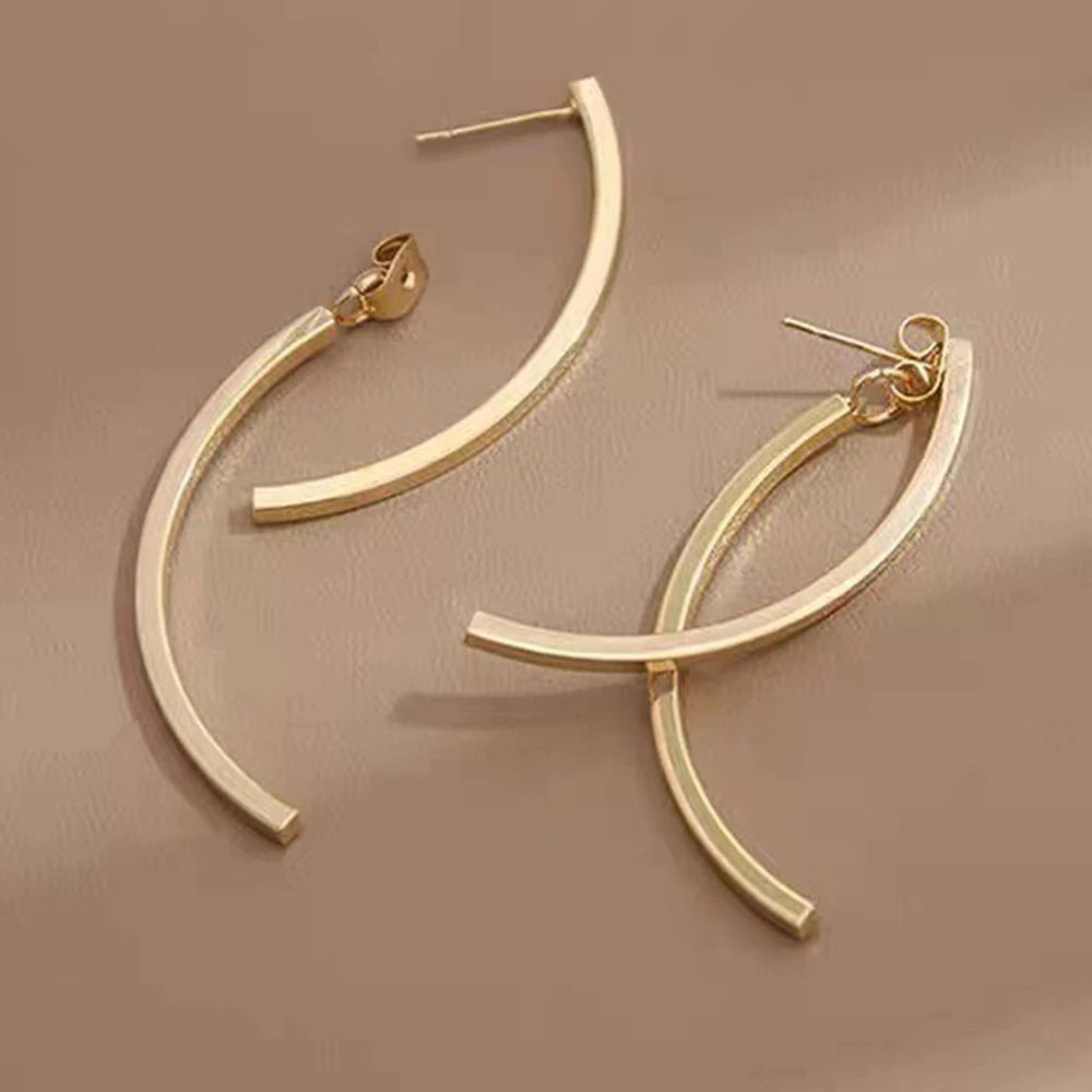 Stainless Steel Earrings with Simple Symmetry Half Arc Design Elegant Fashion Jewelry for Women Milanni Fashion