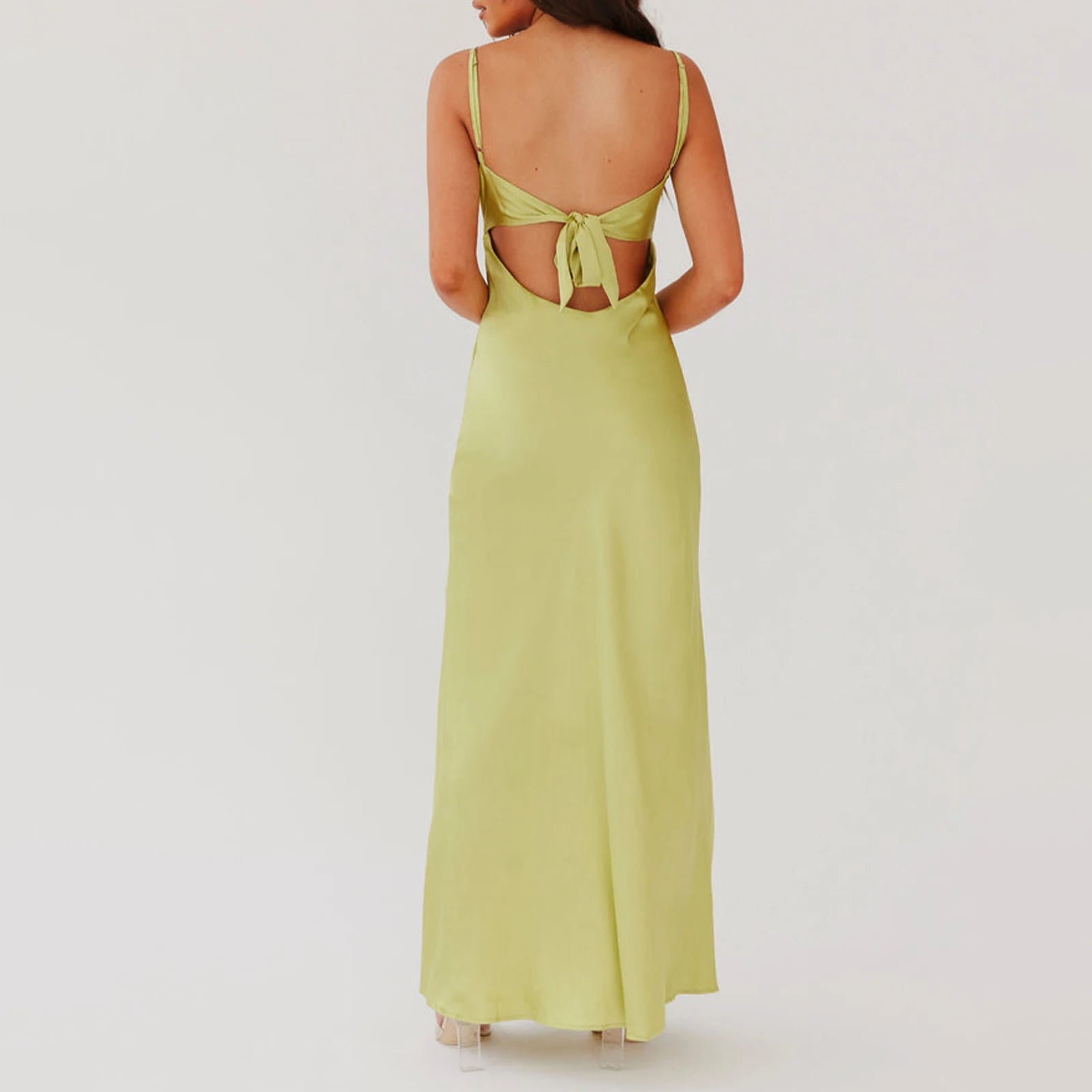 Solid Color Sleeveless Tie-Up Front Sleeveless Backless Long Dress Maxi Dress Milanni Fashion   