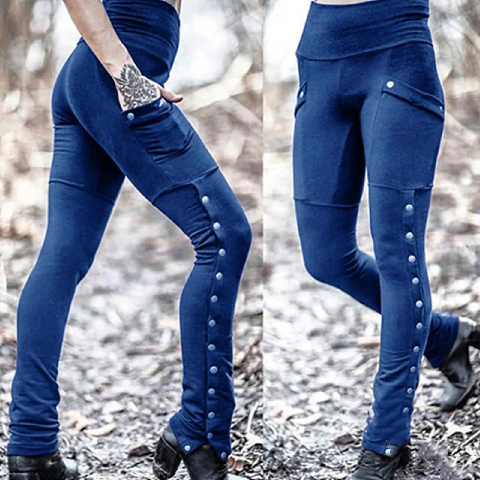 Slim Tight Warm Pants Outdoor Slim Fit Stretch Pocket Pencil Pants for Women Stylish Activewear Milanni Fashion Blue S CN