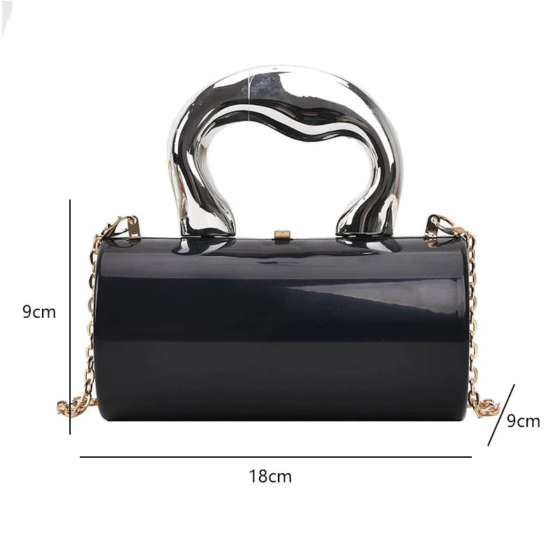 Fashion Cylinder Mini Evening Purse Party Clutch Stylish Elegant Handbag for Women Night Out Milanni Fashion