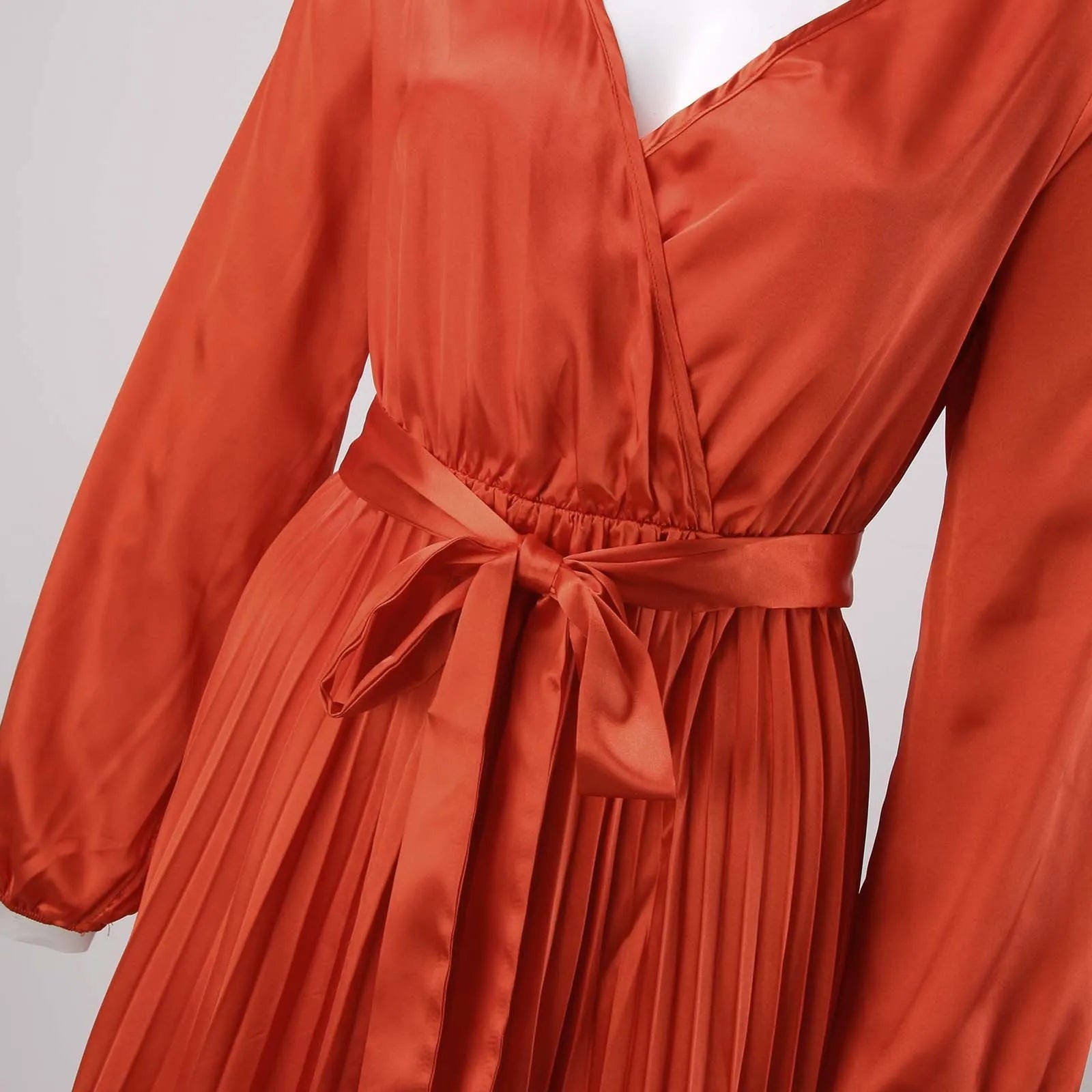 Sexy Pleated Evening Party Dress Women Solid Color Elegant Robe with Belt Maxi Dress Milanni Fashion   