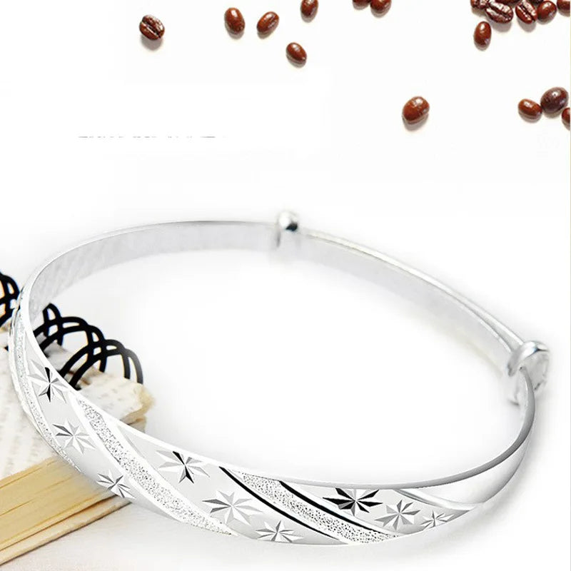 Fashion 925 Sterling Silver Meteor Shower Bracelet Lucky Bangle Wedding Jewelry for Women Milanni Fashion