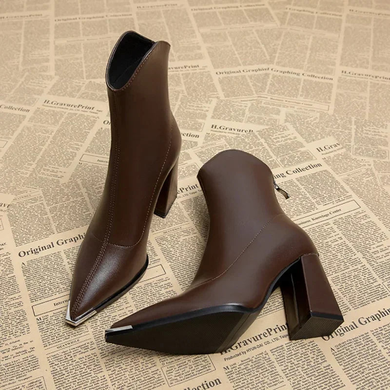 Angela | Women's-Spring-Ankle Boots with spitzer Kappe and Heel
