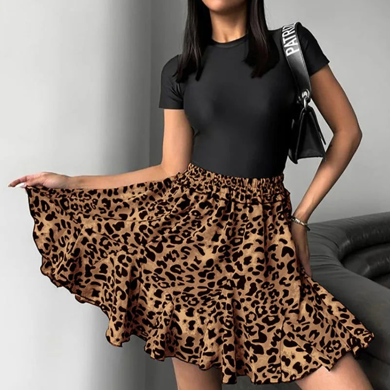 2024 Autumn New Fashion Retro High Waist Leopard Printed Mini Skirt for Female  Milanni Fashion   