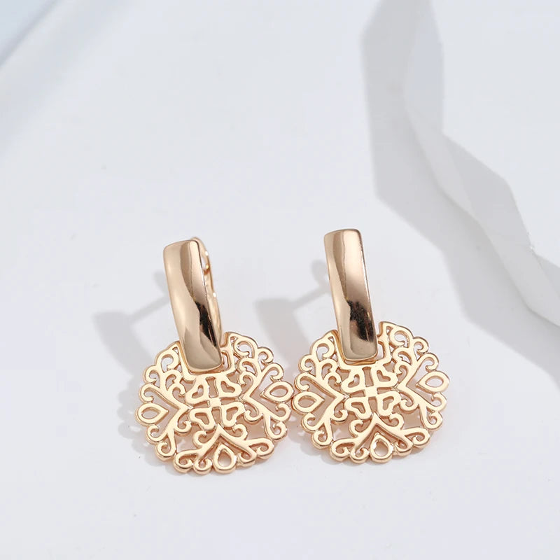 Luxury Glossy Geometric Texture Gold Earrings Vintage Dangle Earrings for Elegant Style Milanni Fashion