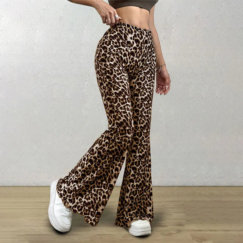 High Waist Leopard Print Flare Leggings Pants Women Fashion Sexy Bodycon Trousers Slim Club Wear Milanni Fashion