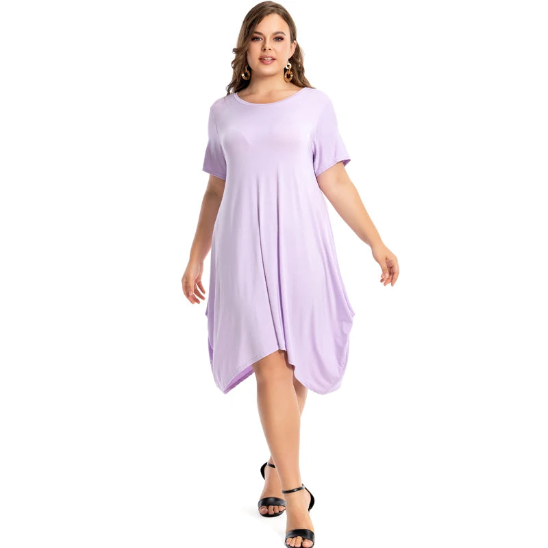 Plus Size Cotton Nightgowns for Women Short Sleeve O Neck Lounge Pajama Dress Sleepwear for Comfort Milanni Fashion