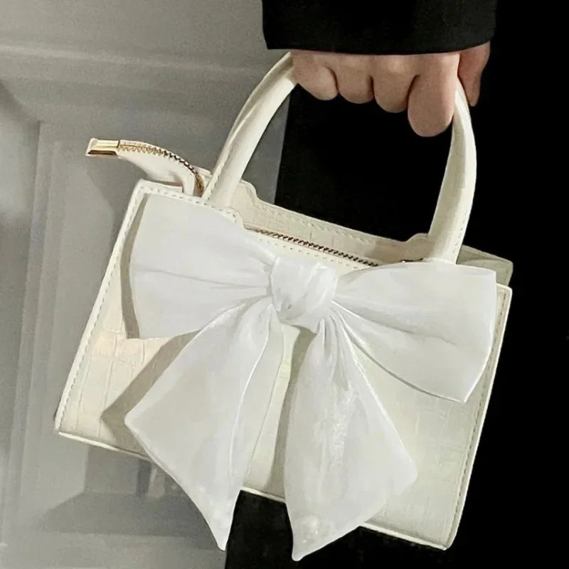 Fashion Pink Bowknot Clutch Underarm Bag Sweet Small Square Shoulder Bag Stylish and Elegant Accessory Milanni Fashion