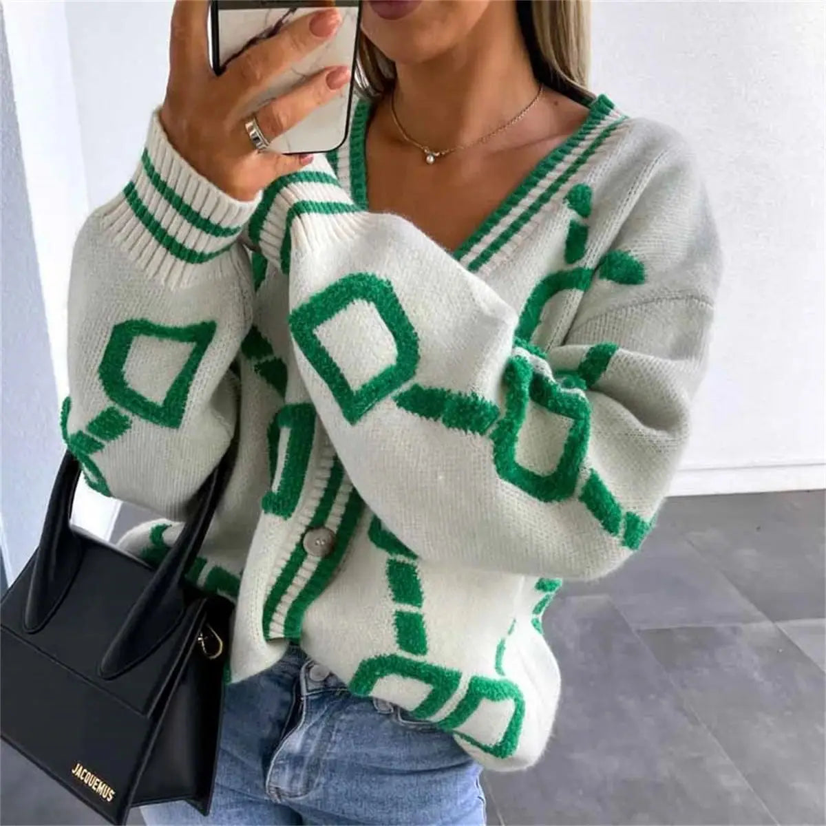 Single Breasted Knitted Cardigan V Neck Women's Outerwear Long Sleeve Sweater  Milanni Fashion   