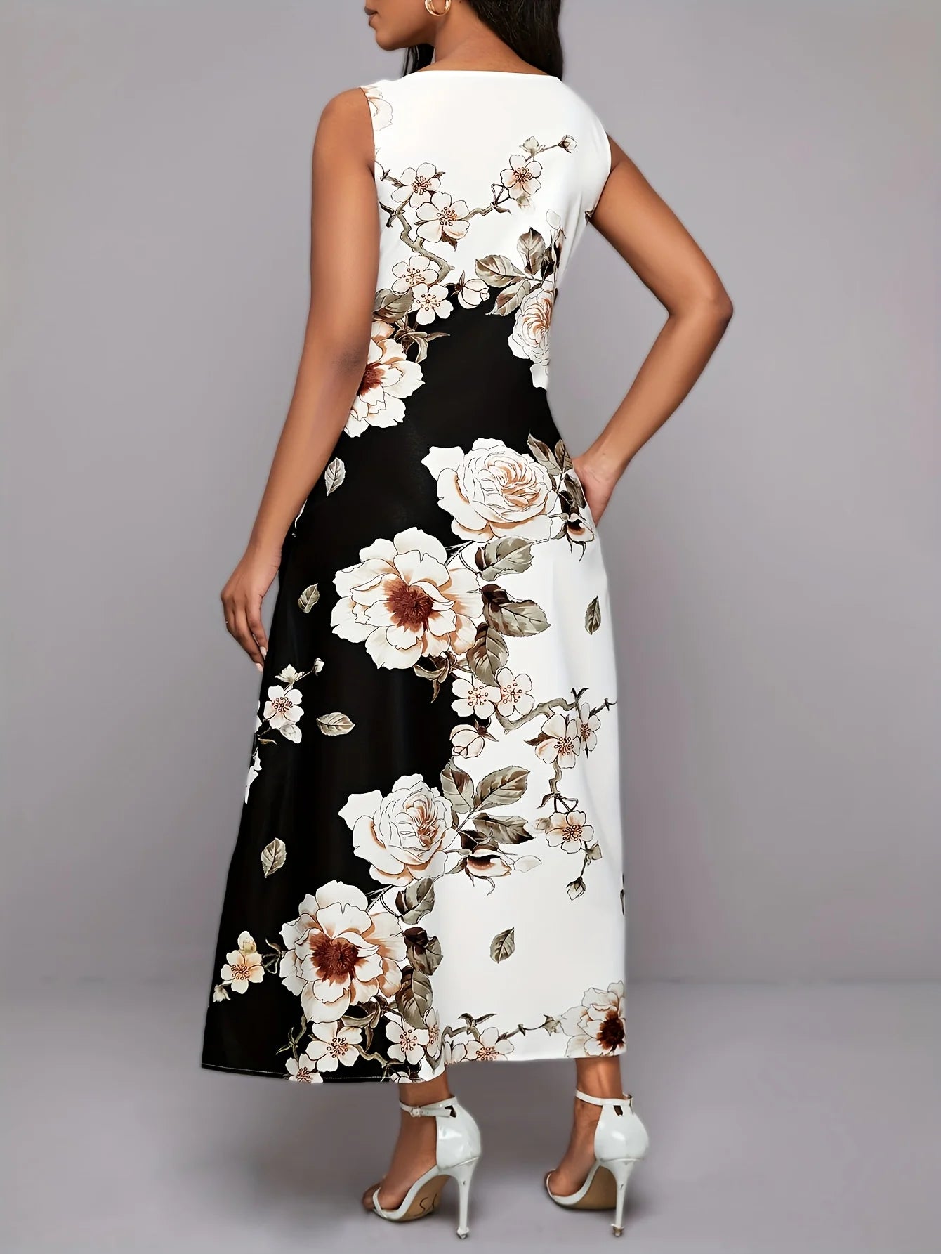 Flower Print New Casual Sleeveless Long Dress Maxi Dress Milanni Fashion   