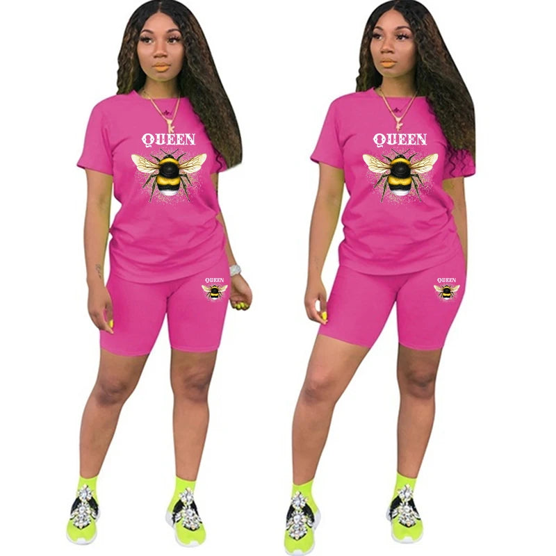 Short Sleeve O-Neck Tee Top and Pencil Shorts Tracksuit Outfit Graphic T-Shirt Jogging Suit Set Milanni Fashion