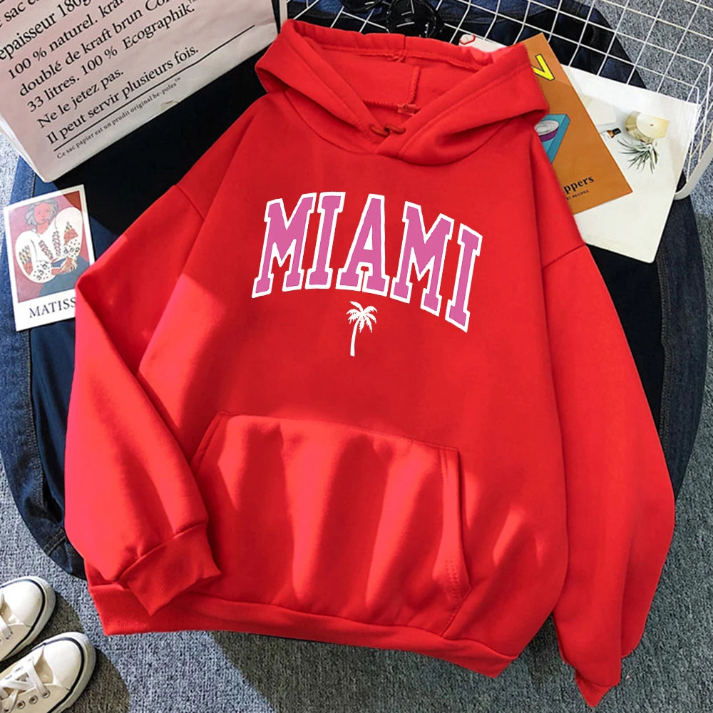 Miami Beach Florida USA Street Women's Hoodie Loose Breathable Fleece Streetwear Casual Clothing Milanni Fashion