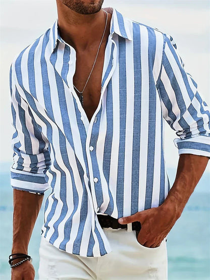 Adriano | Men’s Striped Button-Down Casual Shirt